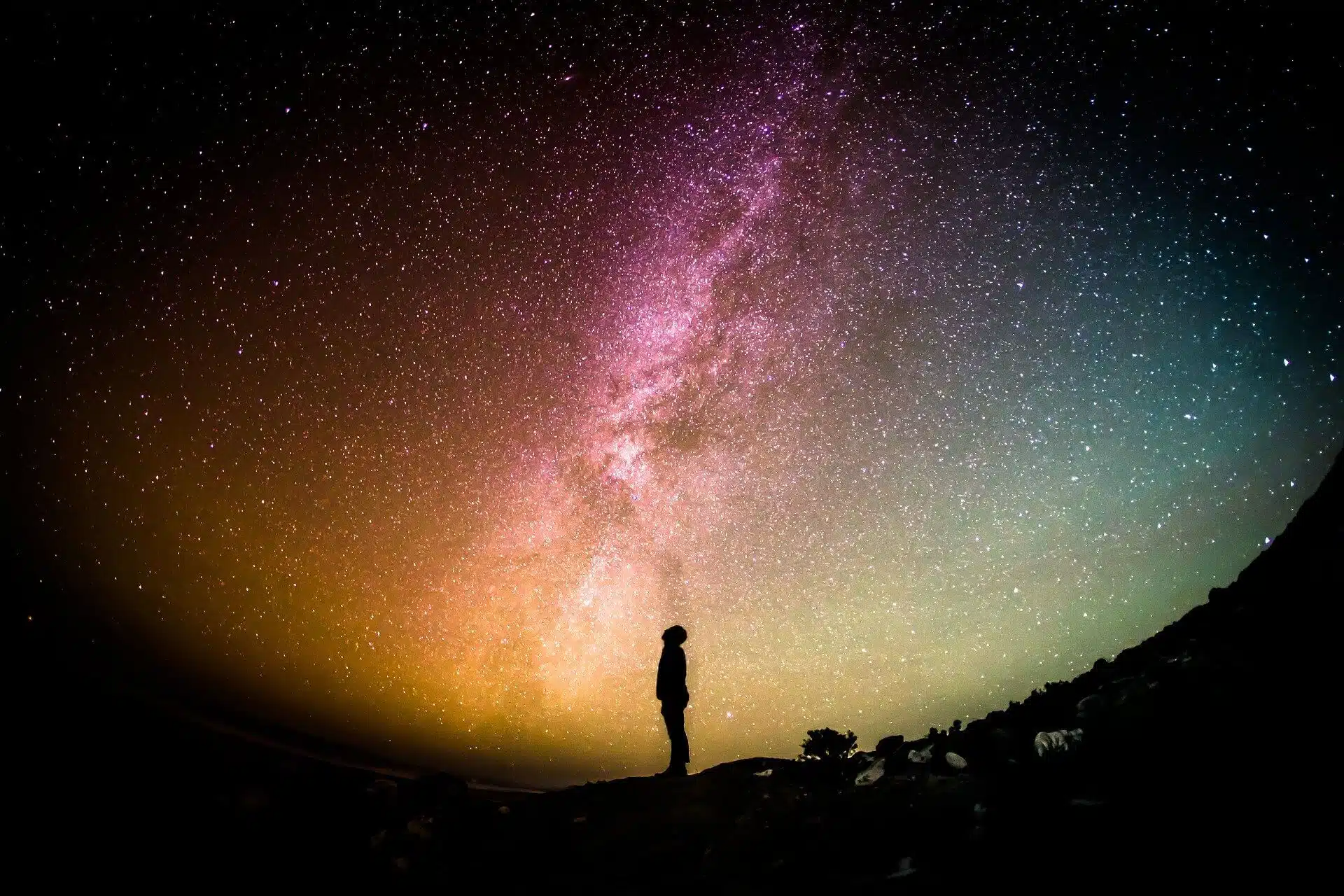 Man looking at the Milky Way
