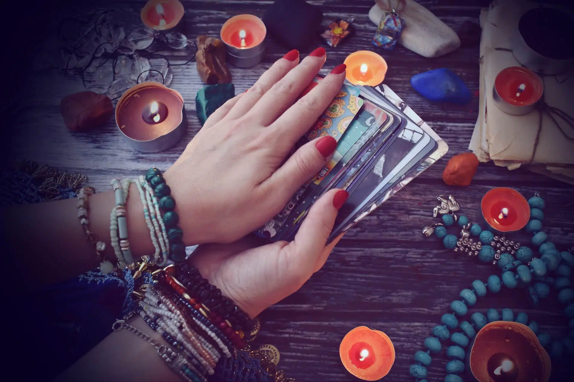 A psychic with Tarot cards